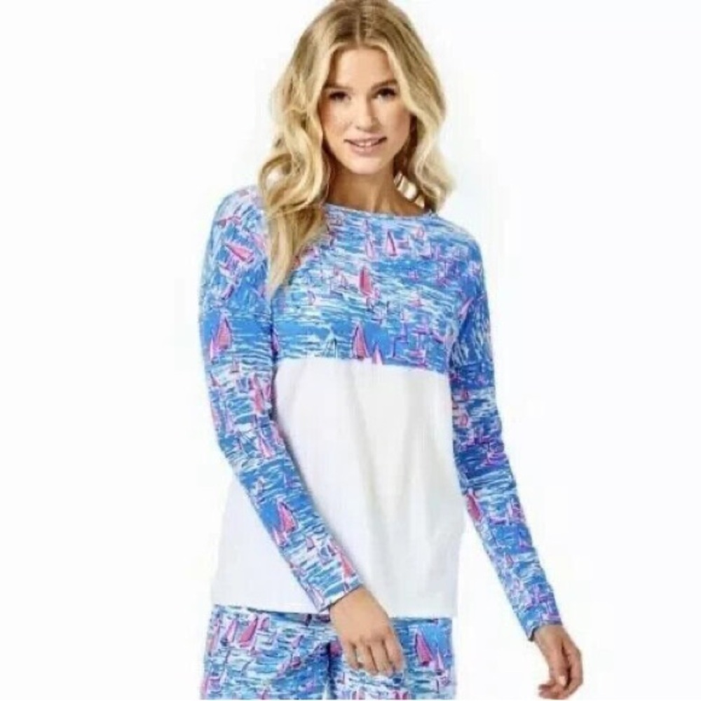 Lilly Pulitzer Blue and Pink Patterned Top